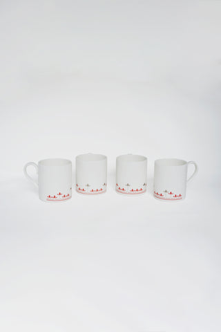 Silver Hyacinth Coffee Mugs - Set of 4