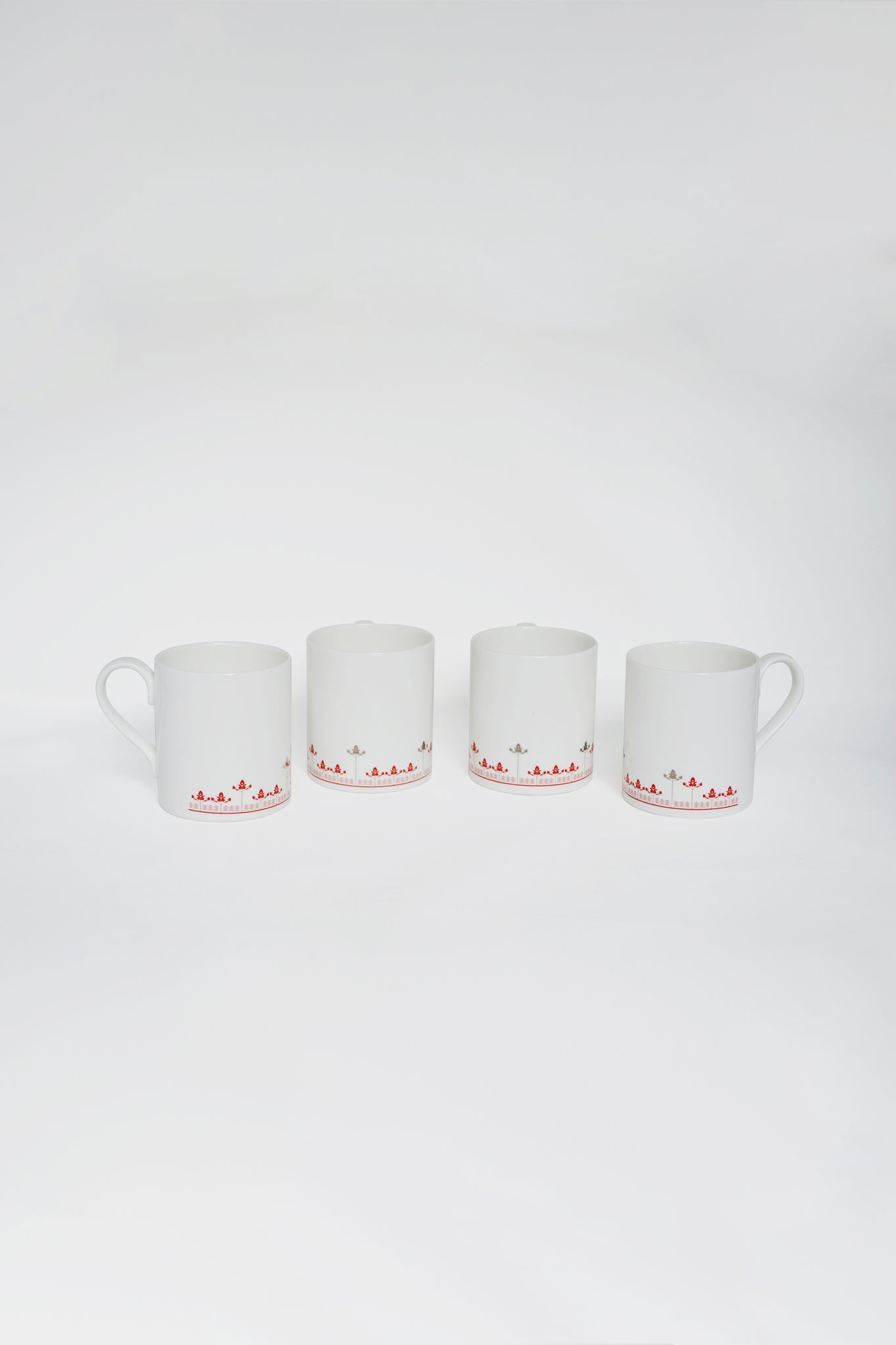 Silver Hyacinth Coffee Mugs - Set of 4
