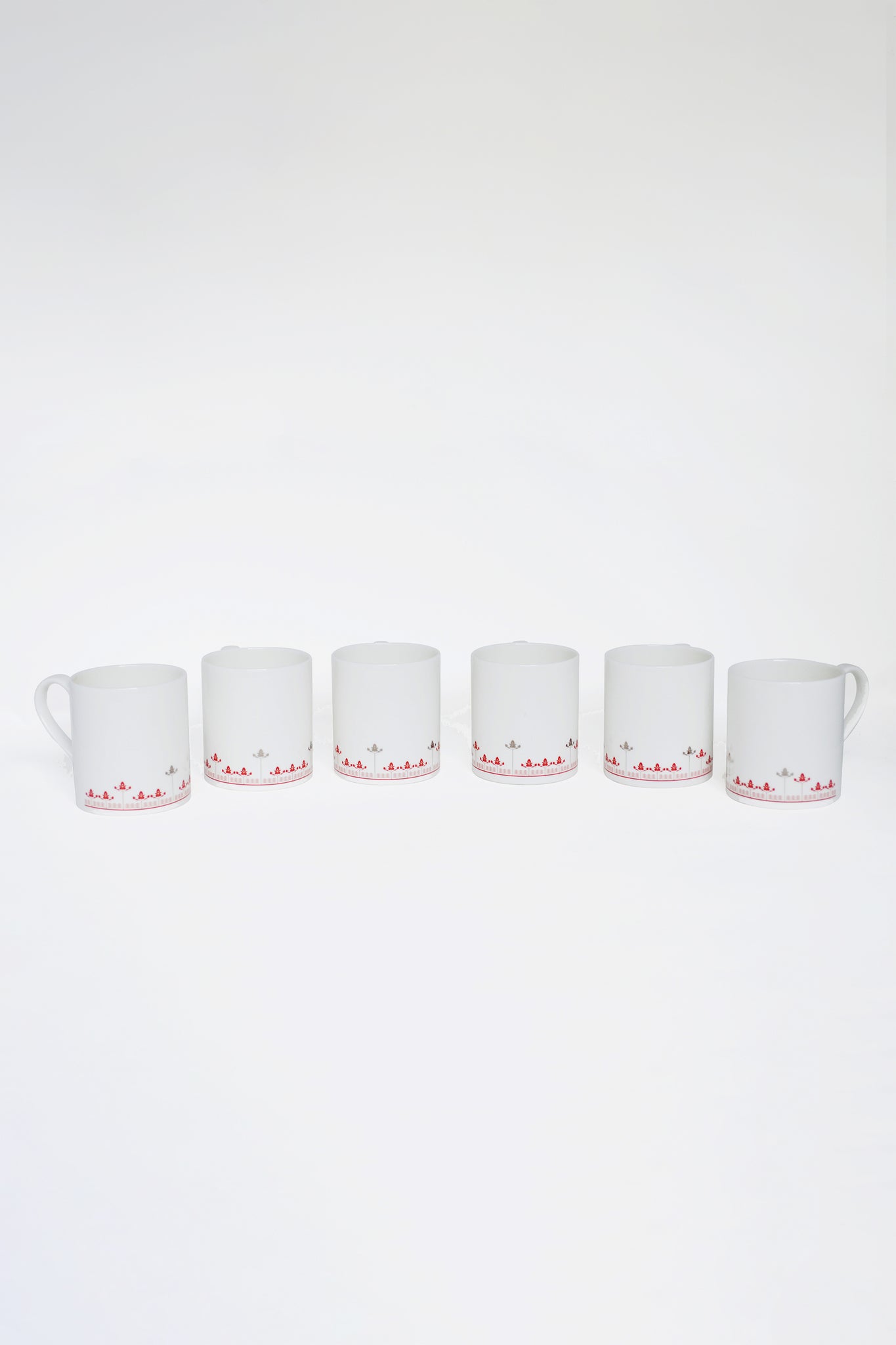 Silver Hyacinth Coffee Mugs - Set of 6