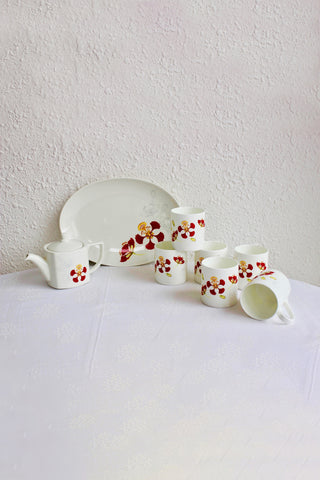 Gulmohar Tea Set with 6 Coffee Mugs